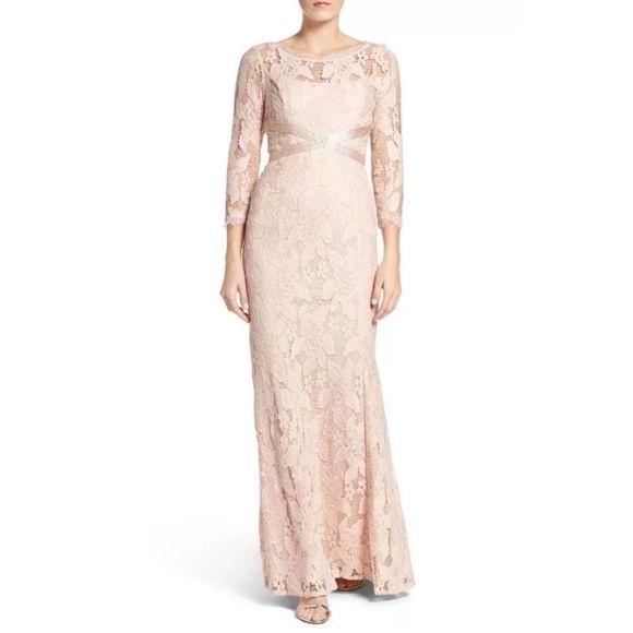 Adrianna Papell Blush Lace Gown - Picture 2 of 6
